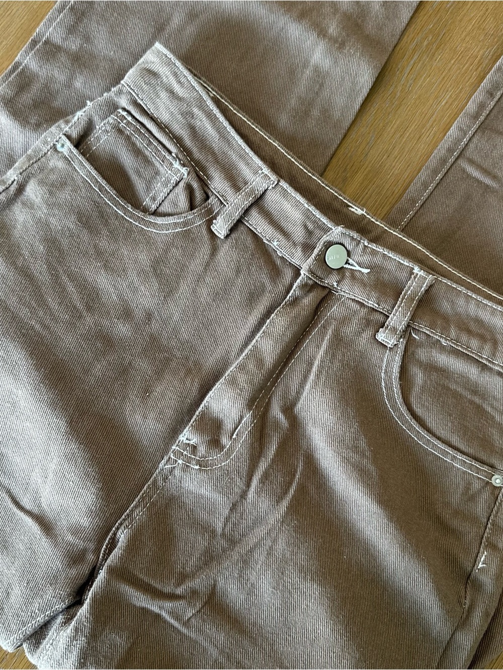 SHEIN High-Rise Straight-Leg Jeans in Taupe Brown